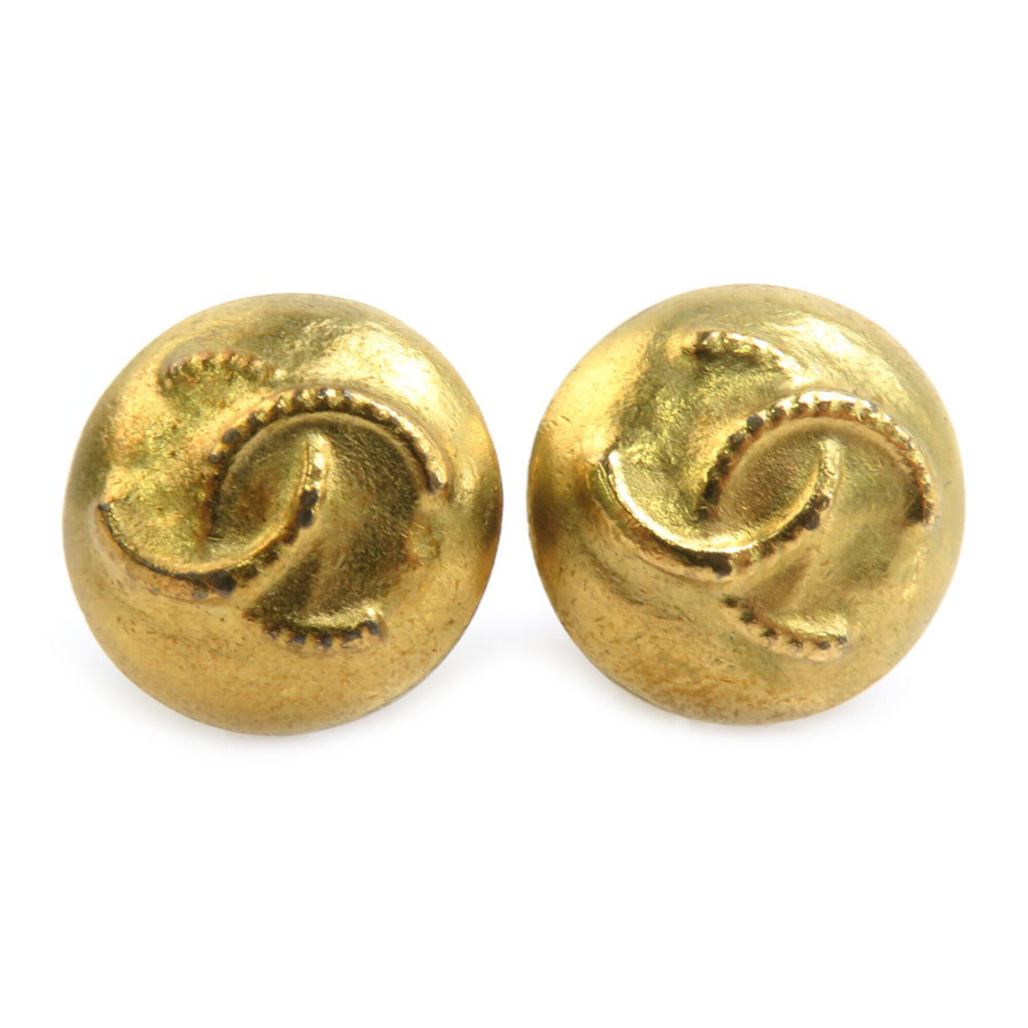 Chanel Earrings, Coco Mark Design, Metal, Gold, Women's, Free Shipping, E61686k